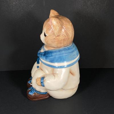LOT 267: Vintage Sailor Boy Kitty / Cat Cookie Jar (Made in Japan)