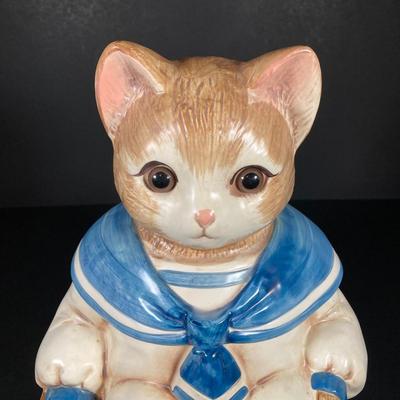 LOT 267: Vintage Sailor Boy Kitty / Cat Cookie Jar (Made in Japan)