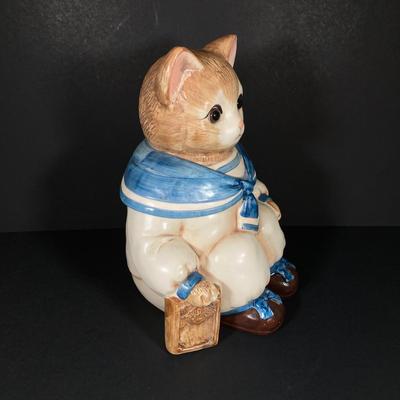 LOT 267: Vintage Sailor Boy Kitty / Cat Cookie Jar (Made in Japan)
