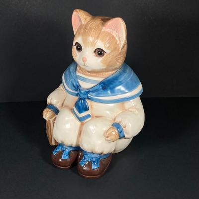 LOT 267: Vintage Sailor Boy Kitty / Cat Cookie Jar (Made in Japan)