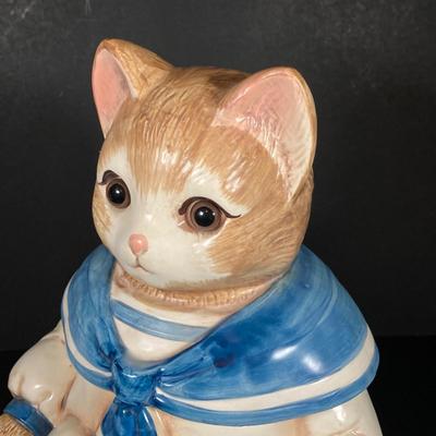 LOT 267: Vintage Sailor Boy Kitty / Cat Cookie Jar (Made in Japan)