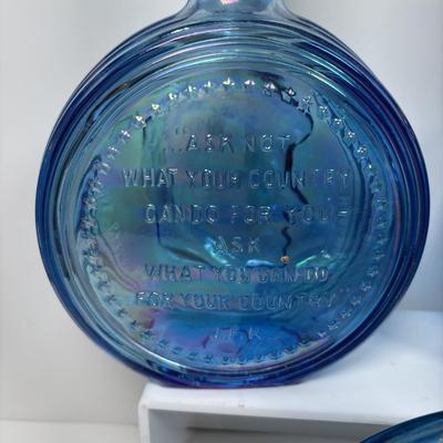 LOT 278: Collection of 5 Carnival Blue Wheaton Inc. John F Kennedy Commemorative First Editon Decanters
