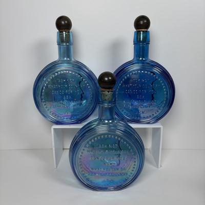 LOT 278: Collection of 5 Carnival Blue Wheaton Inc. John F Kennedy Commemorative First Editon Decanters