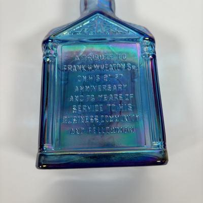 LOT 279: Vintage Wheaton Decanters/Bottles including a "Religious" Plate w/Iridescent Finish, George Washington Salt/Pepper...