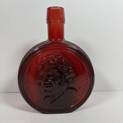 LOT 279: Vintage Wheaton Decanters/Bottles including a "Religious" Plate w/Iridescent Finish, George Washington Salt/Pepper...