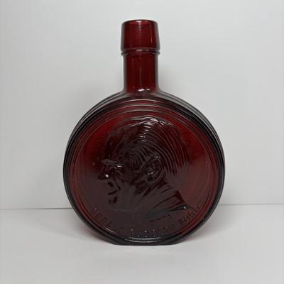 LOT 279: Vintage Wheaton Decanters/Bottles including a "Religious" Plate w/Iridescent Finish, George Washington Salt/Pepper...