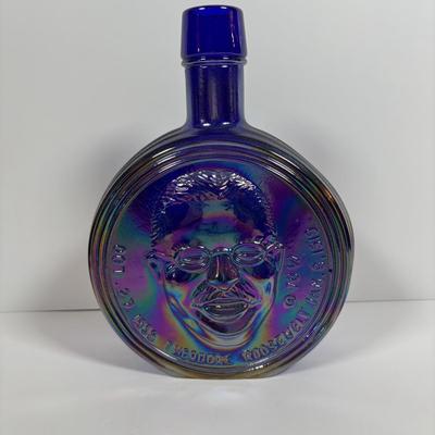 LOT 279: Vintage Wheaton Decanters/Bottles including a "Religious" Plate w/Iridescent Finish, George Washington Salt/Pepper...