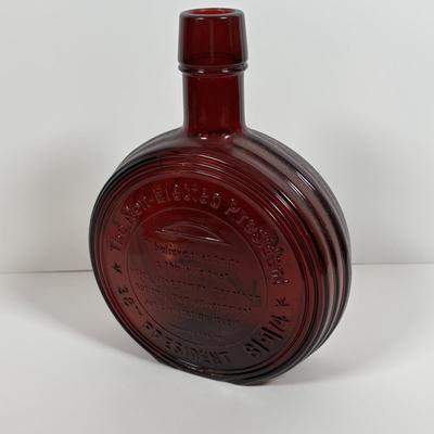 LOT 279: Vintage Wheaton Decanters/Bottles including a "Religious" Plate w/Iridescent Finish, George Washington Salt/Pepper...