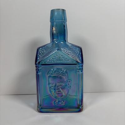 LOT 279: Vintage Wheaton Decanters/Bottles including a "Religious" Plate w/Iridescent Finish, George Washington Salt/Pepper...