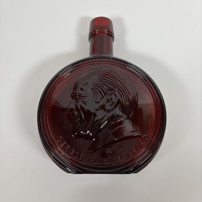 LOT 279: Vintage Wheaton Decanters/Bottles including a "Religious" Plate w/Iridescent Finish, George Washington Salt/Pepper...