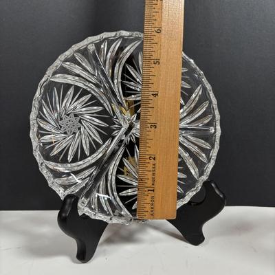 LOT 280: Westmoreland Hand Painted by Artist Mary Gregory L. Plues 1973 Black Glass Lattice Plates, Brillant Cut Crystal Pitcher &...