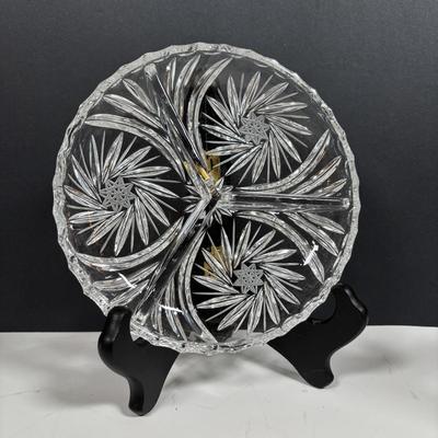 LOT 280: Westmoreland Hand Painted by Artist Mary Gregory L. Plues 1973 Black Glass Lattice Plates, Brillant Cut Crystal Pitcher &...
