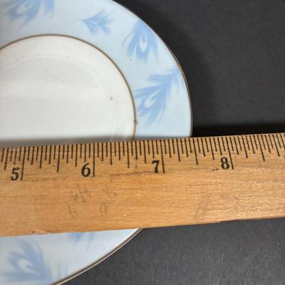 LOT 281: Vintage Imperial Italian Design Teacups w/Biscuit Saucers, Tharaud Limoges Pedestal Cake Plate, Ice Blue Diamond Point Torte...