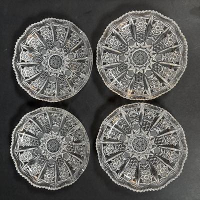 LOT 281: Vintage Imperial Italian Design Teacups w/Biscuit Saucers, Tharaud Limoges Pedestal Cake Plate, Ice Blue Diamond Point Torte...