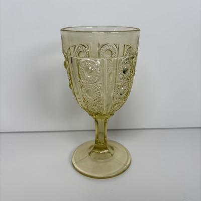 LOT 284: Amber Depression Glass Collection: Uranium Glass Wine Glass, Covered Candy Bowl, Sugar/Creamers, Console Bowl