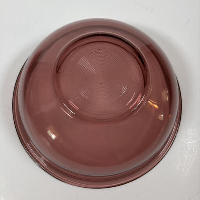 LOT 287: Pyrex Vision Cookware, Pyrex Amethyst Bowl & Baking Dish along with an Anchor Hocking Baking Dish