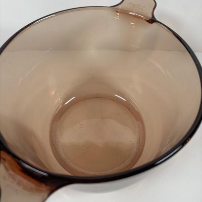 LOT 287: Pyrex Vision Cookware, Pyrex Amethyst Bowl & Baking Dish along with an Anchor Hocking Baking Dish