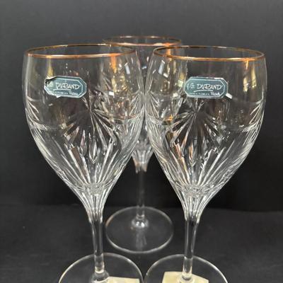 LOT 289: Sterling Silver & Crystal Coasters (11) JG Durand Glasses (3), Beautiful Cut Glass Pitcher