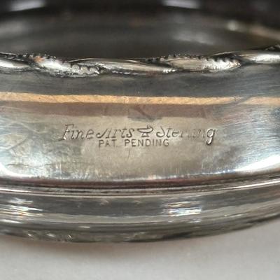 LOT 289: Sterling Silver & Crystal Coasters (11) JG Durand Glasses (3), Beautiful Cut Glass Pitcher