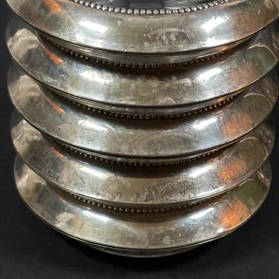 LOT 289: Sterling Silver & Crystal Coasters (11) JG Durand Glasses (3), Beautiful Cut Glass Pitcher