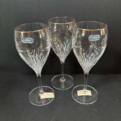 LOT 289: Sterling Silver & Crystal Coasters (11) JG Durand Glasses (3), Beautiful Cut Glass Pitcher