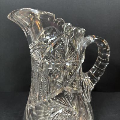 LOT 289: Sterling Silver & Crystal Coasters (11) JG Durand Glasses (3), Beautiful Cut Glass Pitcher