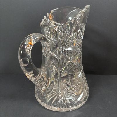 LOT 289: Sterling Silver & Crystal Coasters (11) JG Durand Glasses (3), Beautiful Cut Glass Pitcher