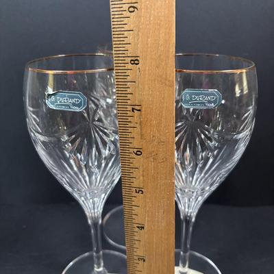 LOT 289: Sterling Silver & Crystal Coasters (11) JG Durand Glasses (3), Beautiful Cut Glass Pitcher