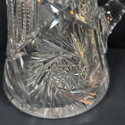 LOT 289: Sterling Silver & Crystal Coasters (11) JG Durand Glasses (3), Beautiful Cut Glass Pitcher