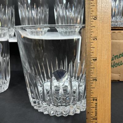 LOT 290: MCM Amston Sterling Silver & Crystal Coasters (6) along with Princess House Ice Bucket, Glasses, Flatware Holders