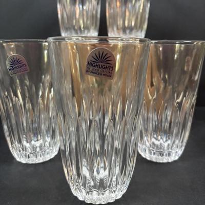 LOT 290: MCM Amston Sterling Silver & Crystal Coasters (6) along with Princess House Ice Bucket, Glasses, Flatware Holders