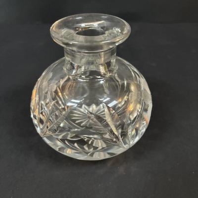 LOT 292: Vintage Vanity Jar w/Monogrammed Sterling Silver Lid, Crystal Perfume Bottle, Porcelain Hair Receiver, Milk Glass Trays &...