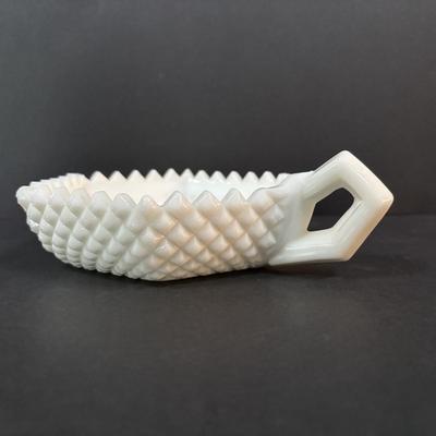 LOT 293: Vintage Hobnail Milk Glass & Westmoreland English Hobnail Hexagon Bowl w/Handle
