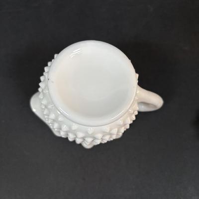 LOT 293: Vintage Hobnail Milk Glass & Westmoreland English Hobnail Hexagon Bowl w/Handle