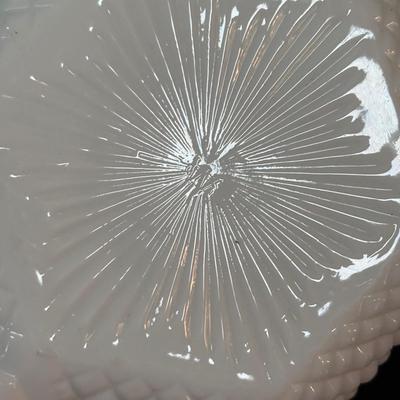 LOT 293: Vintage Hobnail Milk Glass & Westmoreland English Hobnail Hexagon Bowl w/Handle