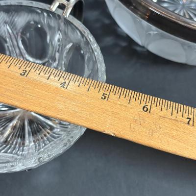 LOT 294: Vintage Sugar Bowls w/Sterling Silver Lids (3), Footed Cake Plate w/Silver Overlay Autumn Leaves, FB Rodgers Candle Holders...