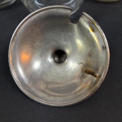 LOT 294: Vintage Sugar Bowls w/Sterling Silver Lids (3), Footed Cake Plate w/Silver Overlay Autumn Leaves, FB Rodgers Candle Holders...