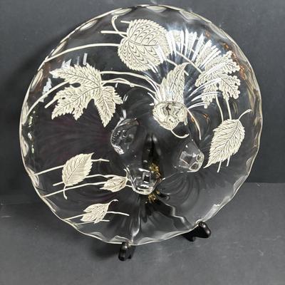 LOT 294: Vintage Sugar Bowls w/Sterling Silver Lids (3), Footed Cake Plate w/Silver Overlay Autumn Leaves, FB Rodgers Candle Holders...
