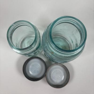 LOT 295: Vintage Blue Mason/Atlas Canning Jars with Zinc Lids