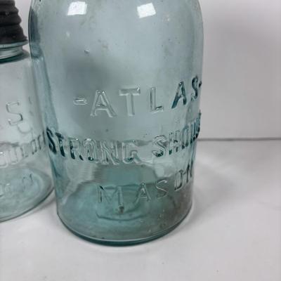 LOT 295: Vintage Blue Mason/Atlas Canning Jars with Zinc Lids