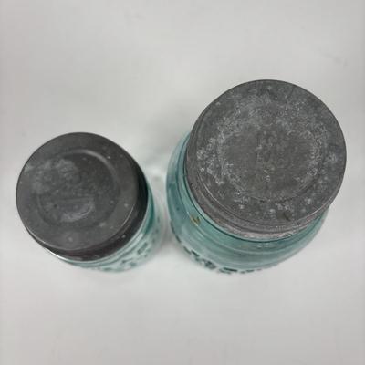 LOT 295: Vintage Blue Mason/Atlas Canning Jars with Zinc Lids