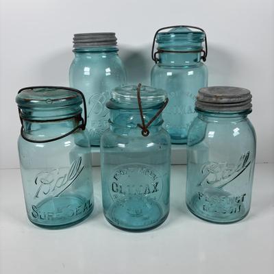 LOT 316: Collection of Five Vintage Canning Jars