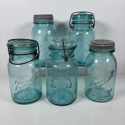 LOT 316: Collection of Five Vintage Canning Jars
