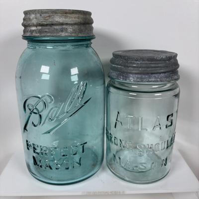 LOT 321: Collection of Six Vintage Canning Jars w/Zinc Lids