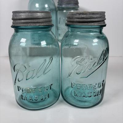 LOT 321: Collection of Six Vintage Canning Jars w/Zinc Lids