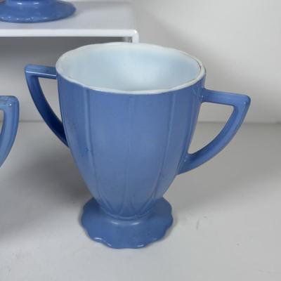LOT 323: Hazel Atlas Glass Platonite Moderntone Dinnerware Collection: Yellow, Blue, Green