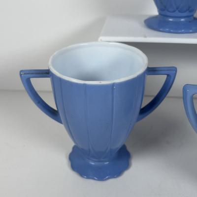 LOT 323: Hazel Atlas Glass Platonite Moderntone Dinnerware Collection: Yellow, Blue, Green