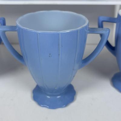 LOT 323: Hazel Atlas Glass Platonite Moderntone Dinnerware Collection: Yellow, Blue, Green