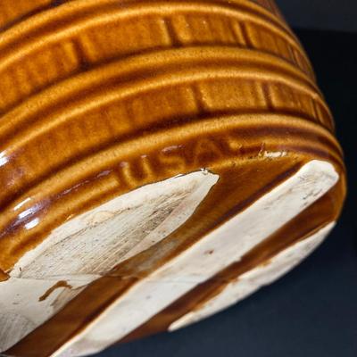 LOT 326: Vintage McCoy USA Pottery Barrel Cookie Jar