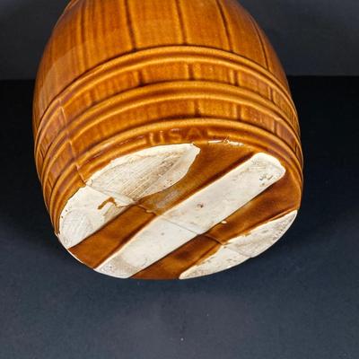 LOT 326: Vintage McCoy USA Pottery Barrel Cookie Jar